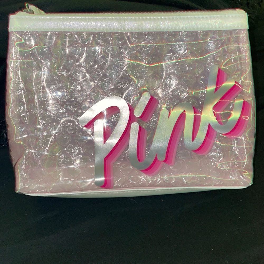 PINK Cosmetic Travel Bag W/ Bubble Hearts